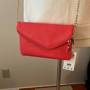Urban Expressions vegan leather crossbody in coral, NWT.